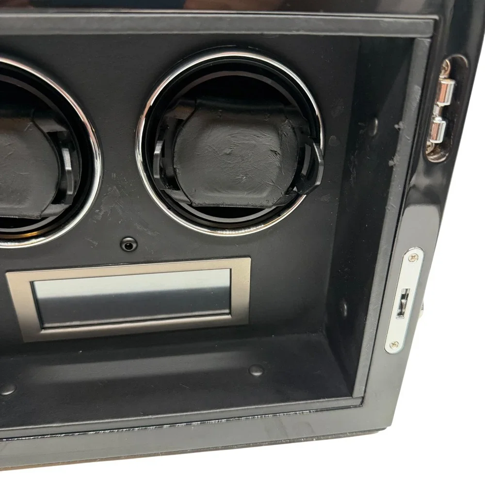 Dual‎ Automatic Watch Winder Box Wood Grain Digital LCD Touch Control Working